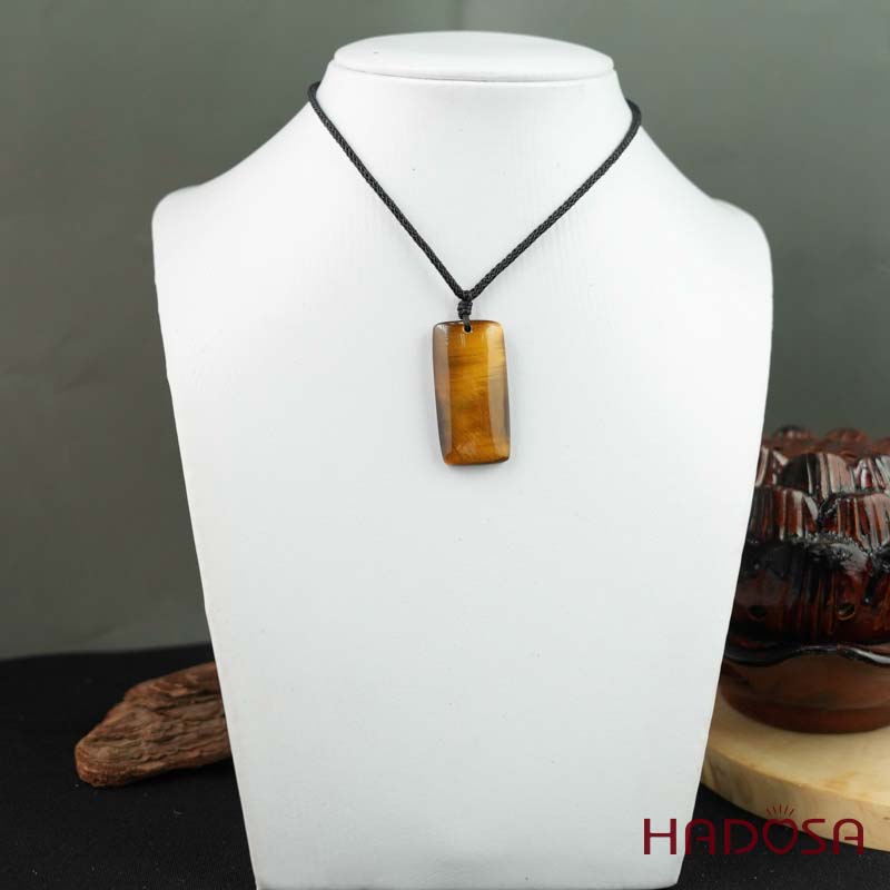 Mặt dây chuyền mắt hổ vàng nâu 18x35mm