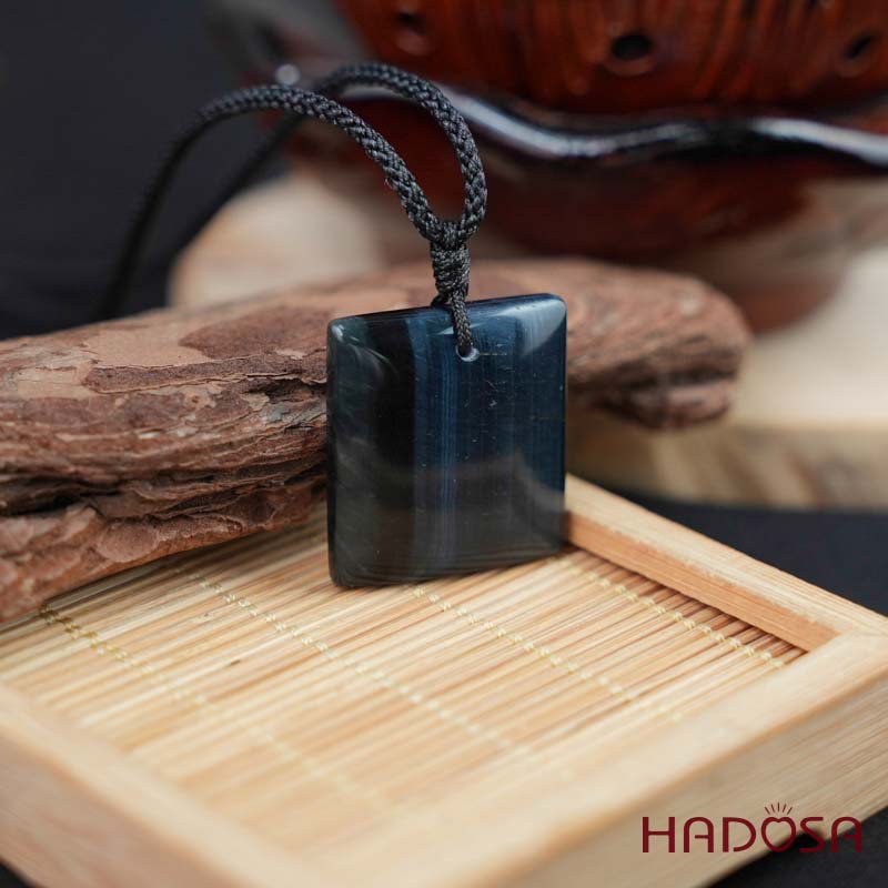 Mặt dây chuyền thạch anh mắt Hổ xanh đen