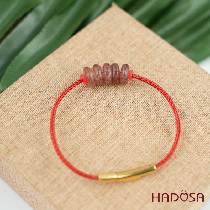 Vòng ngũ điếu thạch anh tóc đỏ 10mm