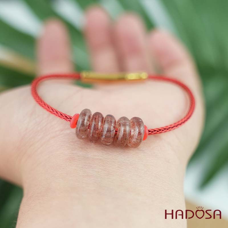 Vòng ngũ điếu thạch anh tóc đỏ 10mm