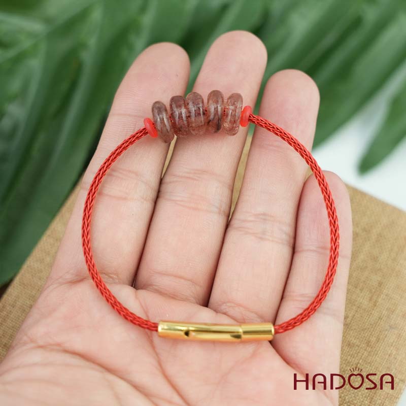 Vòng ngũ điếu thạch anh tóc đỏ 10mm