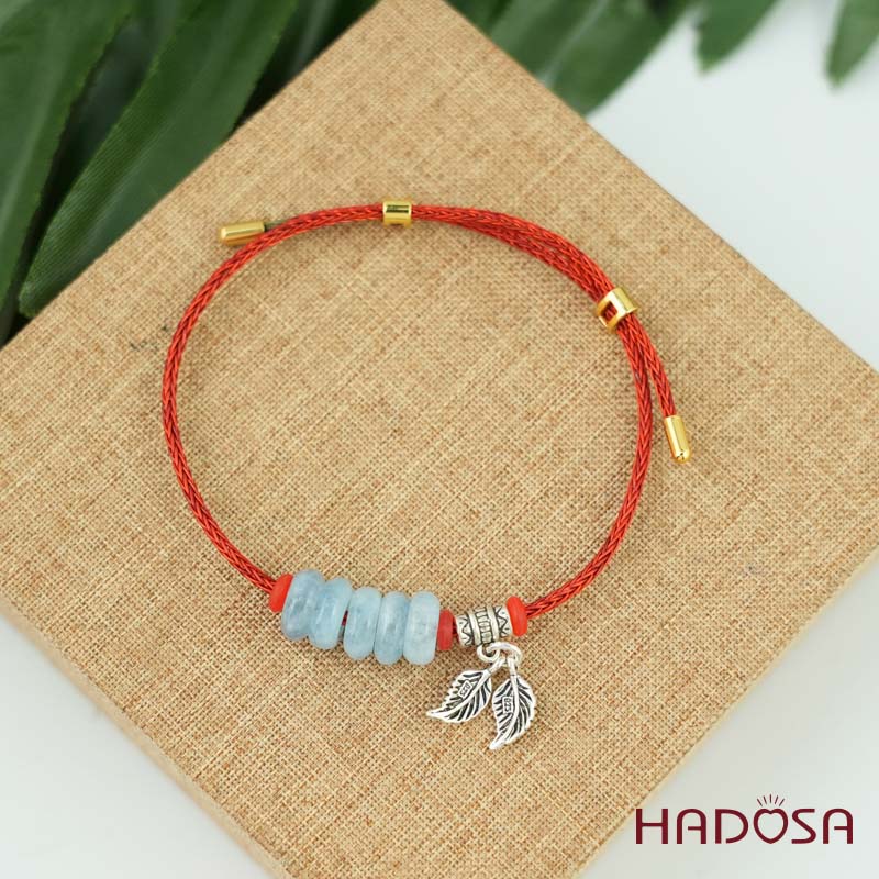 Vòng tay ngũ điếu Aquamrine 10mm mix charm bạc