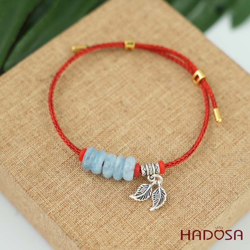 Vòng tay ngũ điếu Aquamrine 10mm mix charm bạc