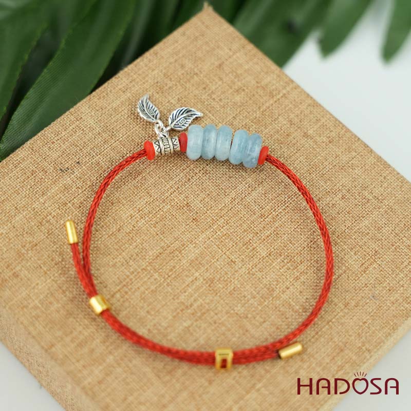 Vòng tay ngũ điếu Aquamrine 10mm mix charm bạc