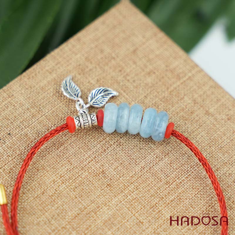 Vòng tay ngũ điếu Aquamrine 10mm mix charm bạc