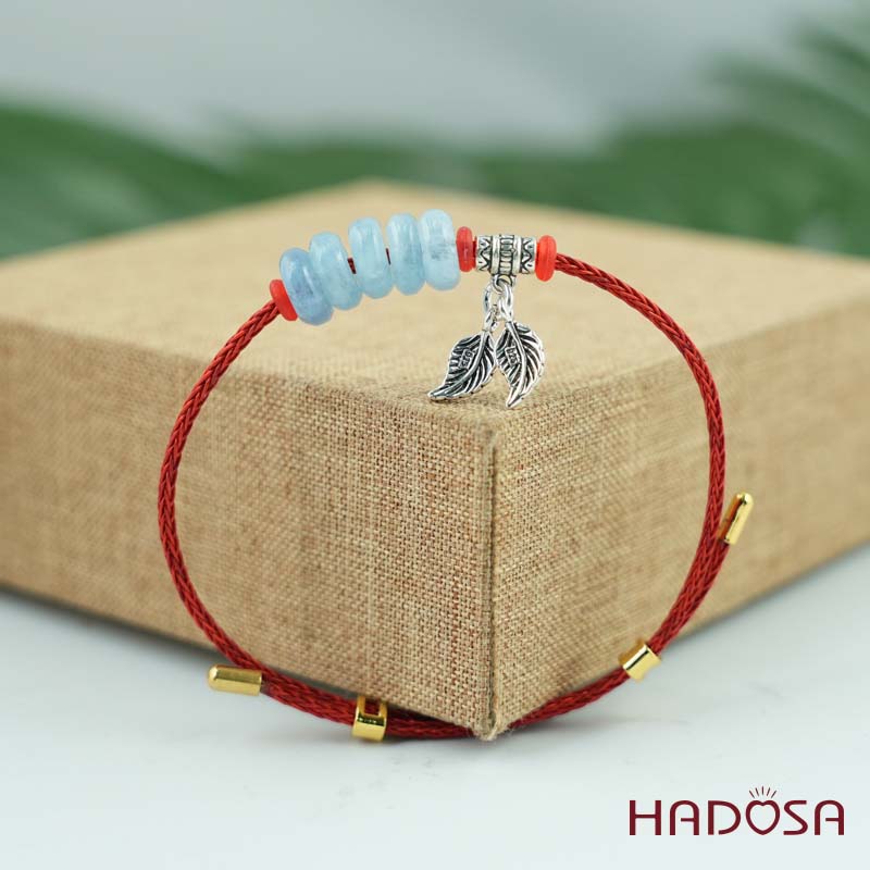 Vòng tay ngũ điếu Aquamrine 10mm mix charm bạc