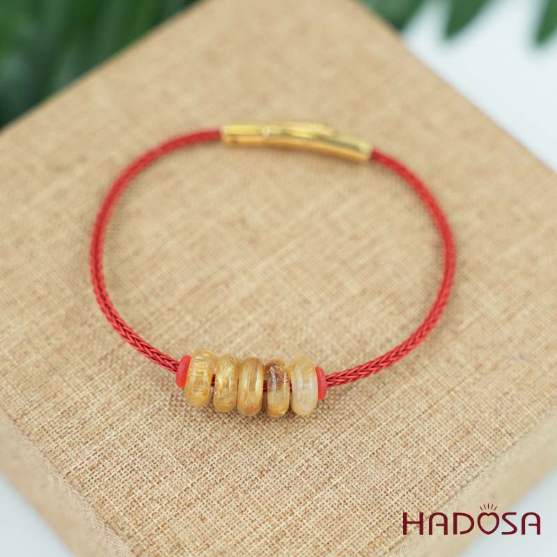 Vòng ngũ điếu thạch anh tóc vàng 10mm