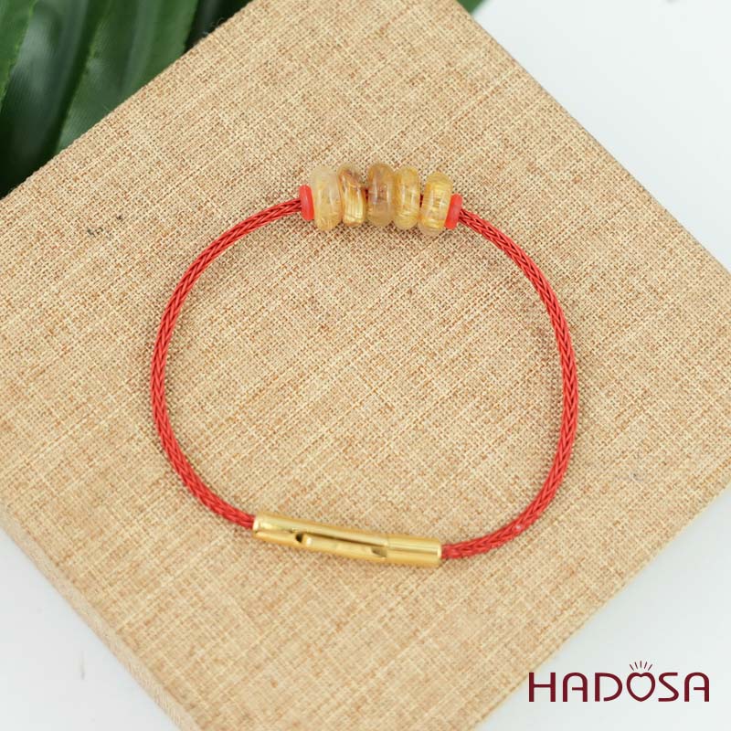 Vòng ngũ điếu thạch anh tóc vàng 10mm