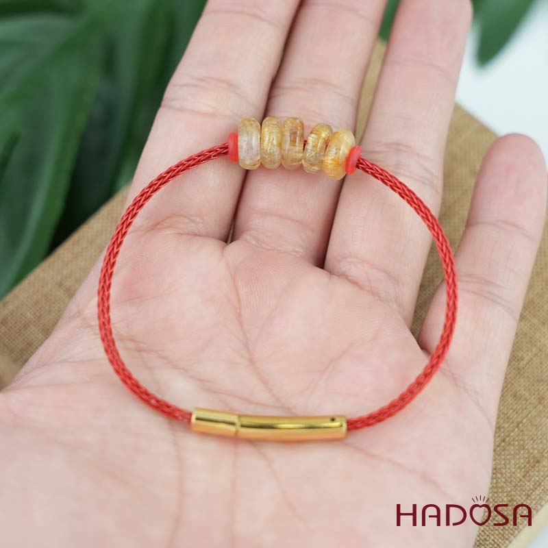 Vòng ngũ điếu thạch anh tóc vàng 10mm