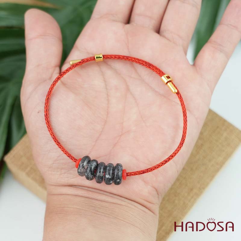 Vòng tay ngũ điếu thạch anh tóc đen 10mm