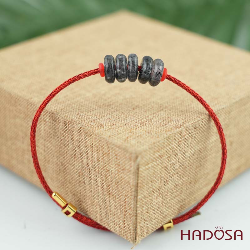 Vòng tay ngũ điếu thạch anh tóc đen 10mm