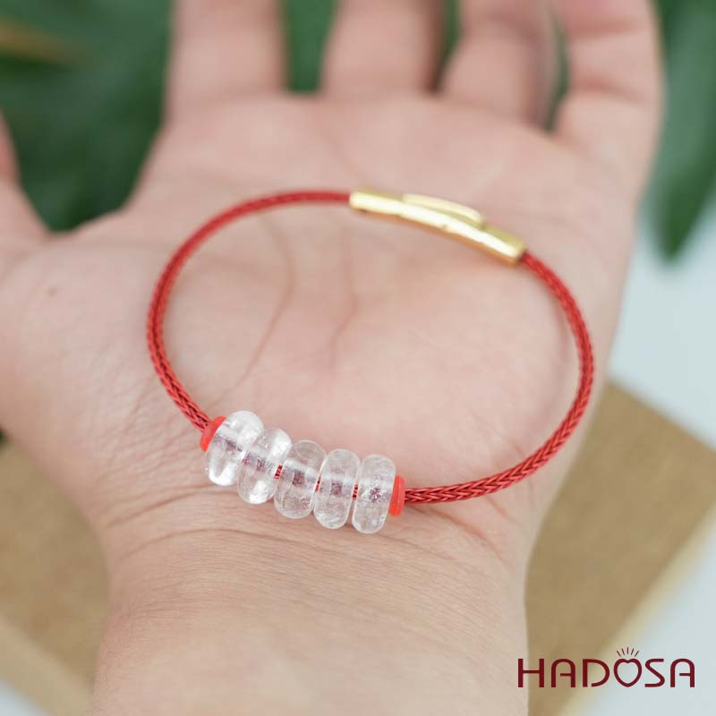 Vòng ngũ điếu thạch anh trắng 10mm