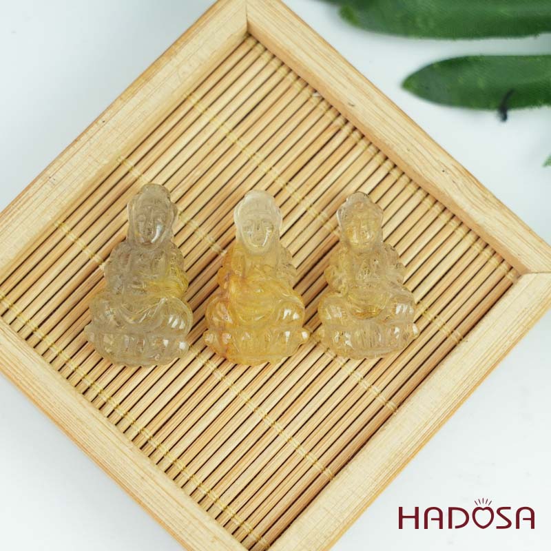 Mặt Phật Bà Thạch anh tóc vàng 17x28mm