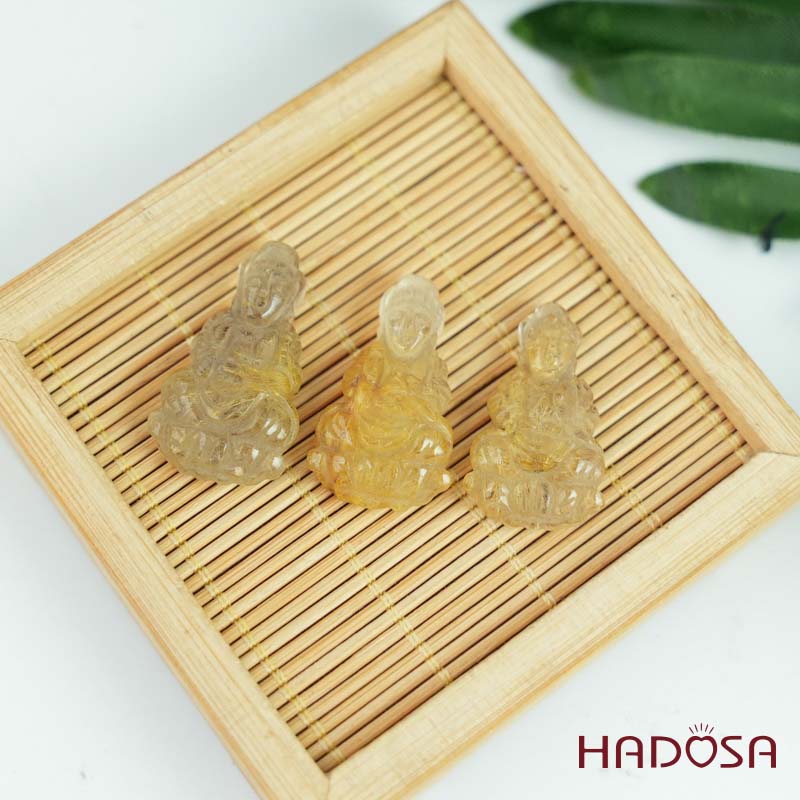 Mặt Phật Bà Thạch anh tóc vàng 17x28mm