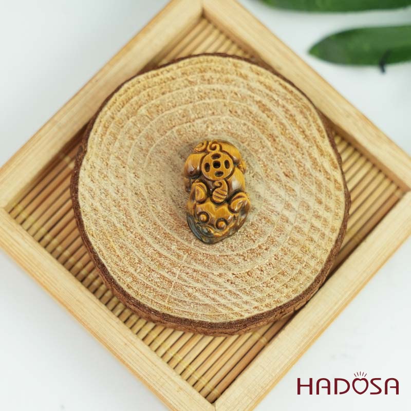 Tỳ hưu đá mắt hổ 2 lỗ 23mm