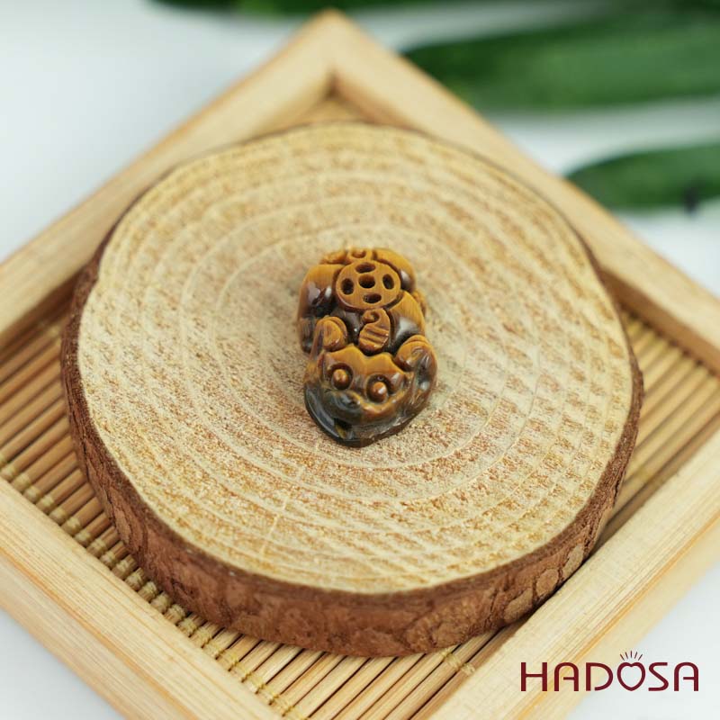 Tỳ hưu đá mắt hổ 2 lỗ 23mm