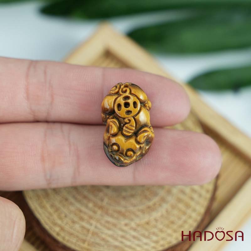 Tỳ hưu đá mắt hổ 2 lỗ 23mm