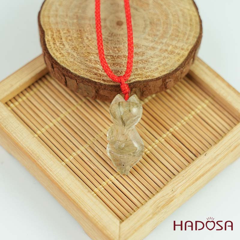 Mặt Hồ Ly Thạch anh tóc vàng ôm bông