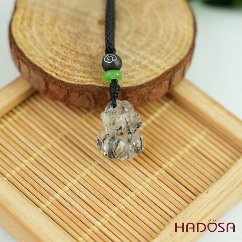 Tỳ Hưu Thạch Anh tóc đen 13x18mm