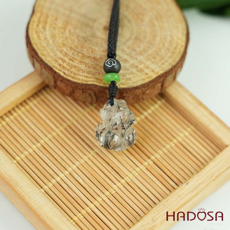 Tỳ Hưu Thạch Anh tóc đen 13x18mm