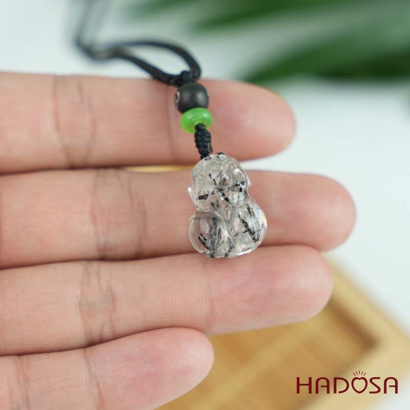 Tỳ Hưu Thạch Anh tóc đen 13x18mm