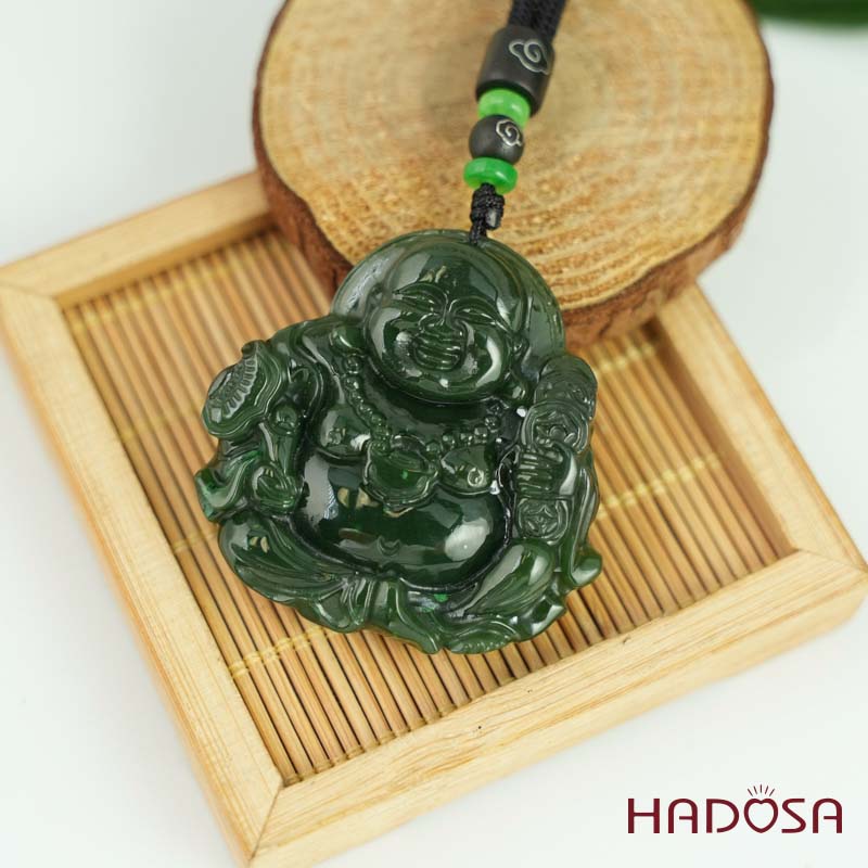 Mặt Ngọc Bích Di Lặc cao cấp 45x45x10mm