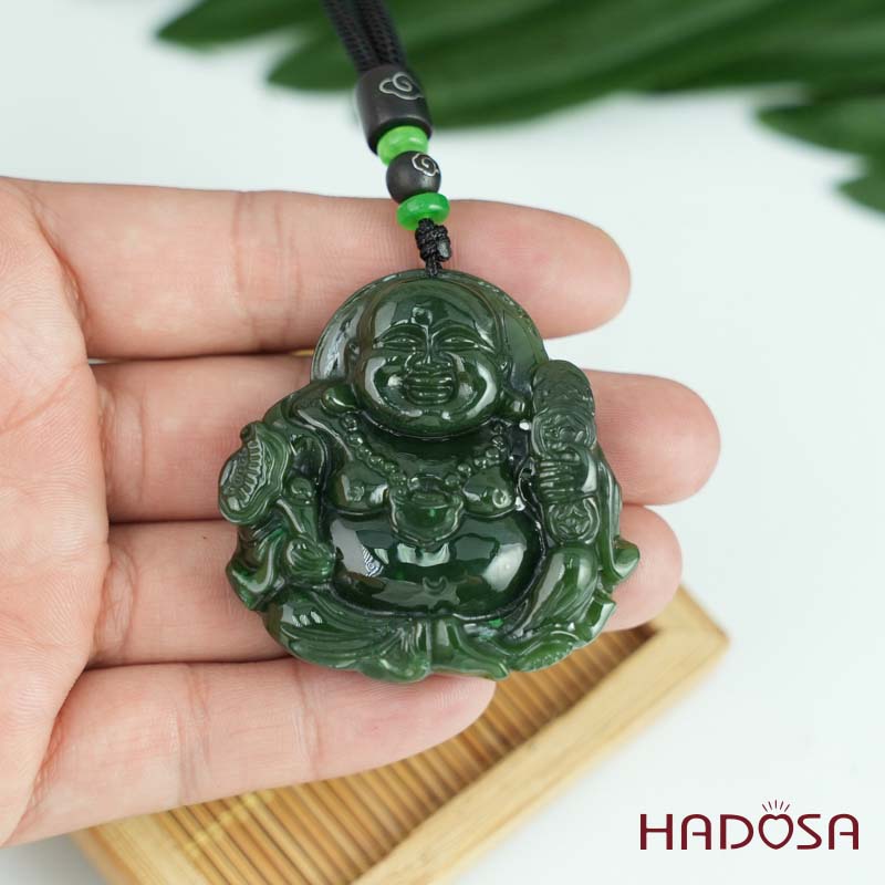 Mặt Ngọc Bích Di Lặc cao cấp 45x45x10mm