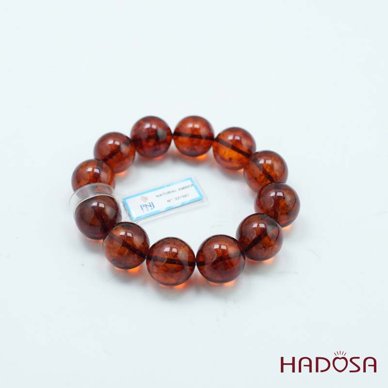 Vòng Hổ Phách Baltic huyết đỏ 20mm