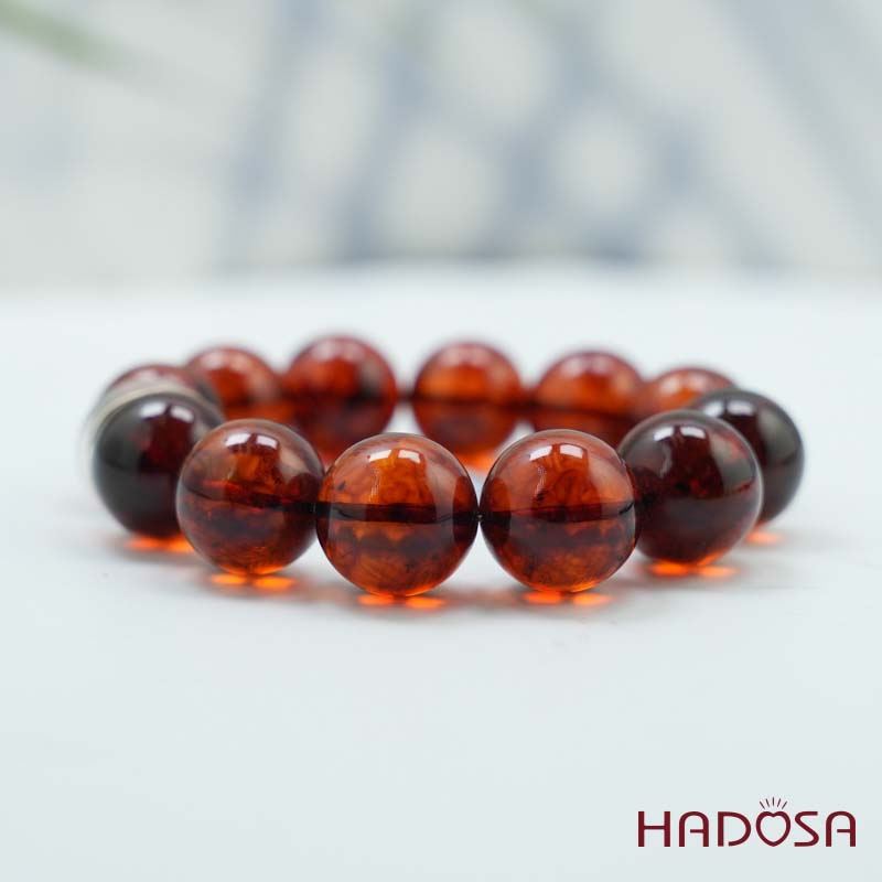 Vòng Hổ Phách Baltic huyết đỏ 20mm