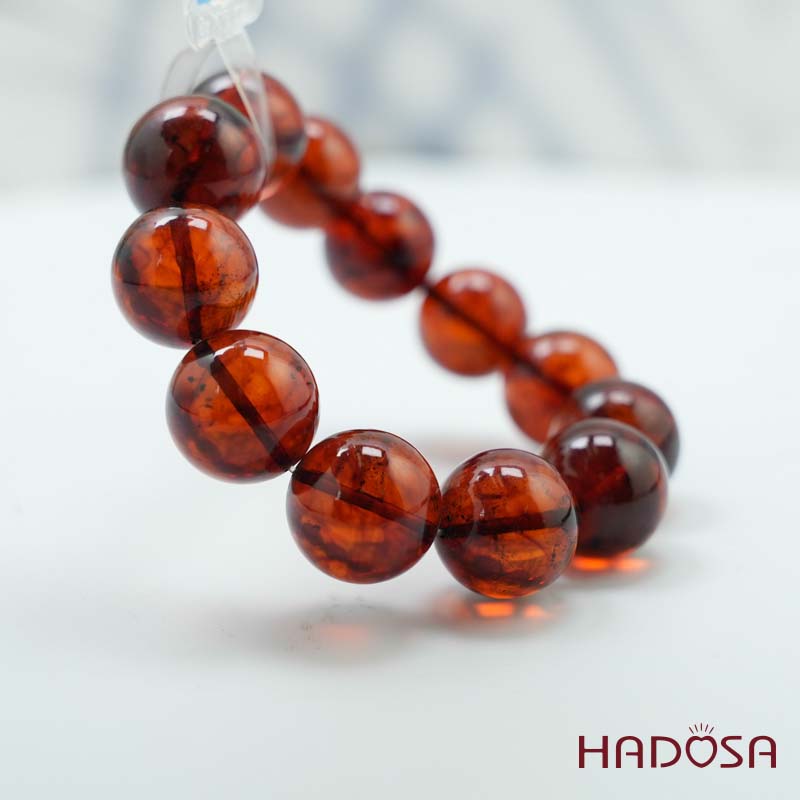 Vòng Hổ Phách Baltic huyết đỏ 20mm