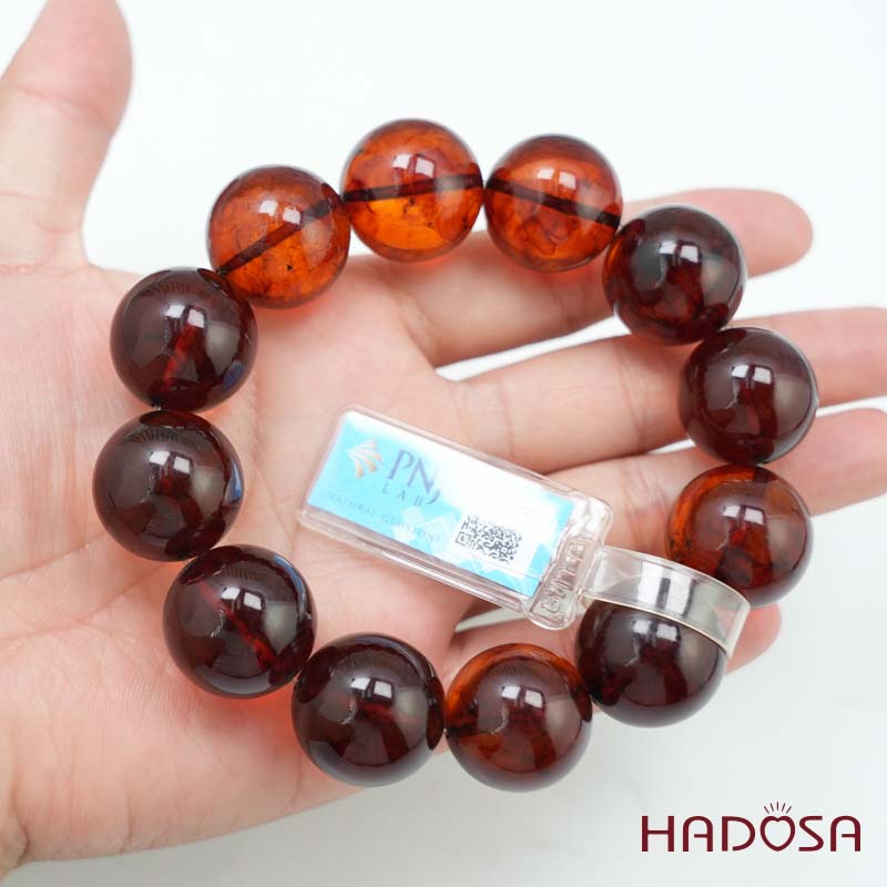 Vòng Hổ Phách Baltic huyết đỏ 20mm