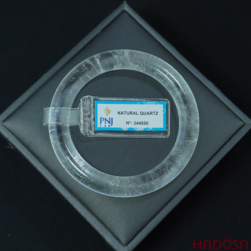 Vòng kiềng thạch anh trắng tròn ni 52mm chuẩn 5A