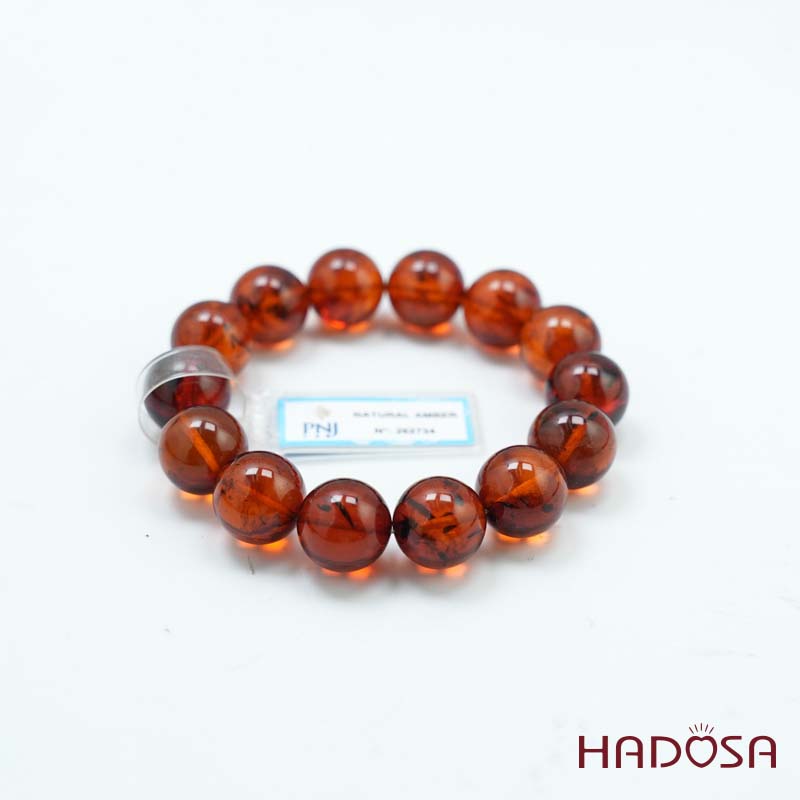 Vòng Hổ Phách Baltic huyết đỏ 15mm