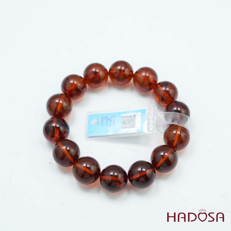 Vòng Hổ Phách Baltic huyết đỏ 15mm