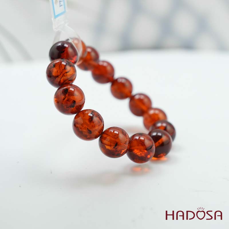 Vòng Hổ Phách Baltic huyết đỏ 15mm