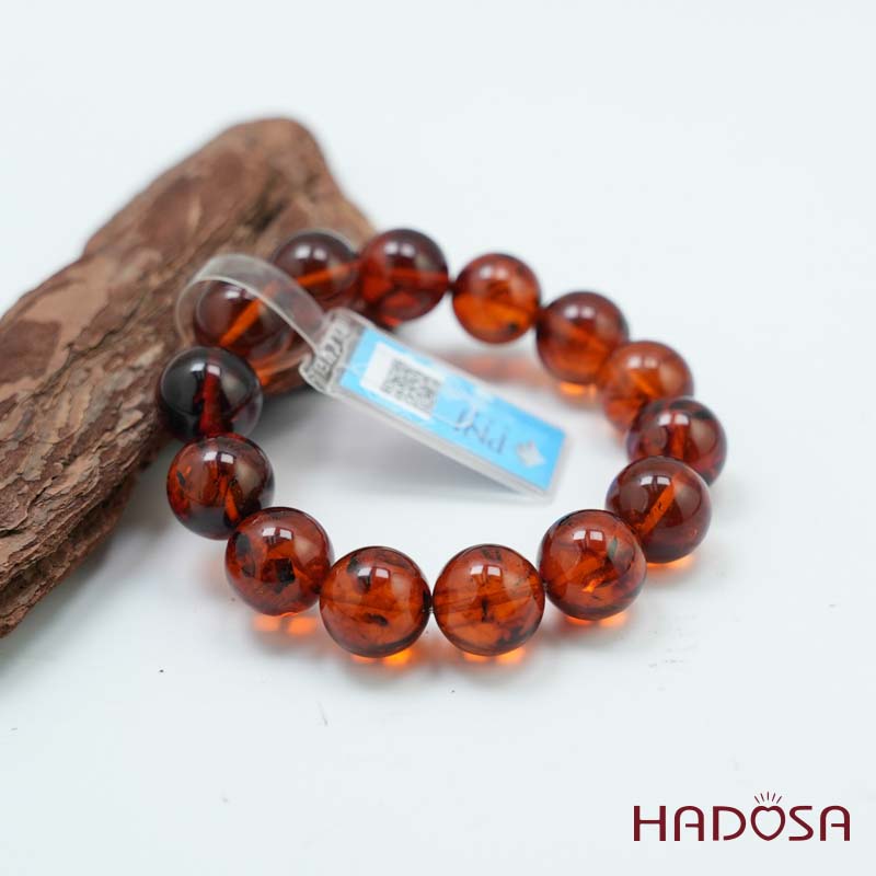 Vòng Hổ Phách Baltic huyết đỏ 15mm