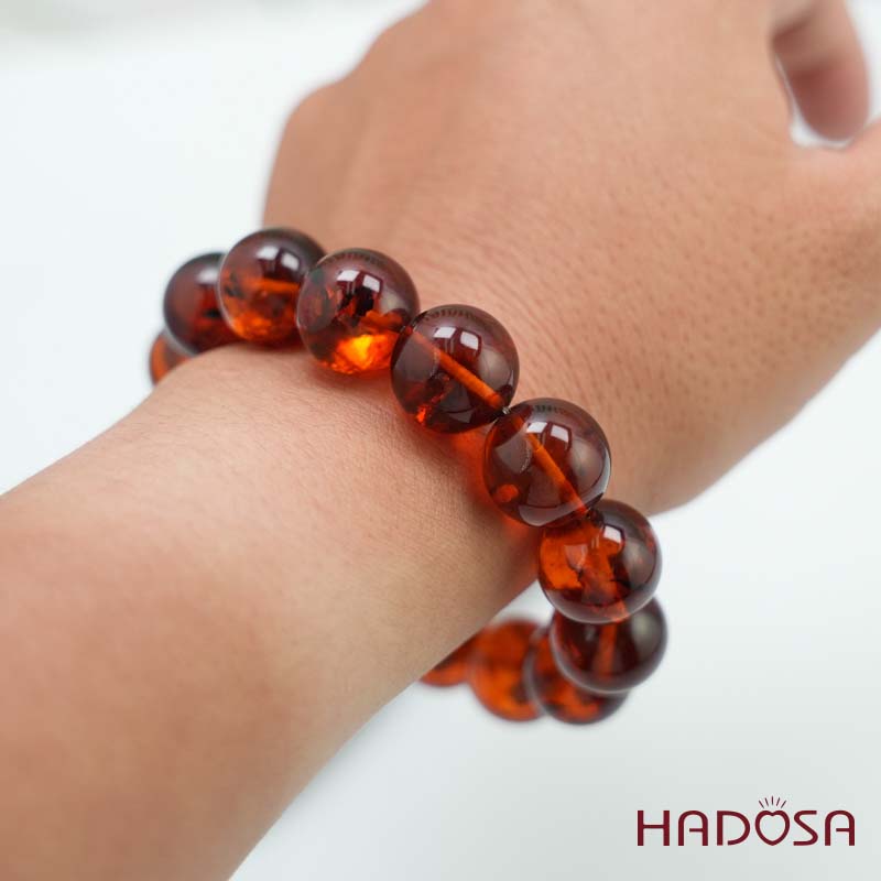 Vòng Hổ Phách Baltic huyết đỏ 15mm