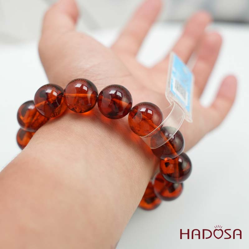 Vòng Hổ Phách Baltic huyết đỏ 15mm