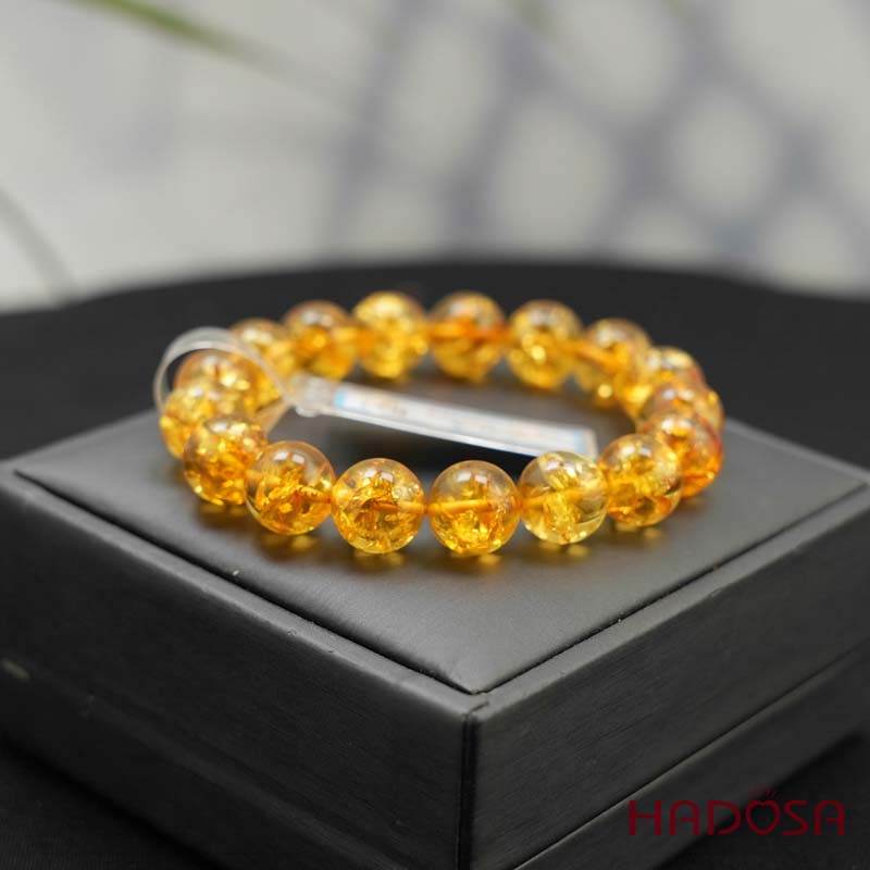 Vòng Hổ Phách Baltic vàng sáng 11mm