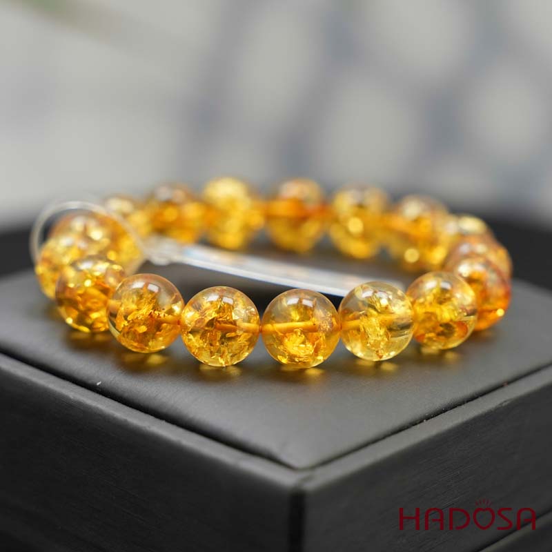Vòng Hổ Phách Baltic vàng sáng 11mm
