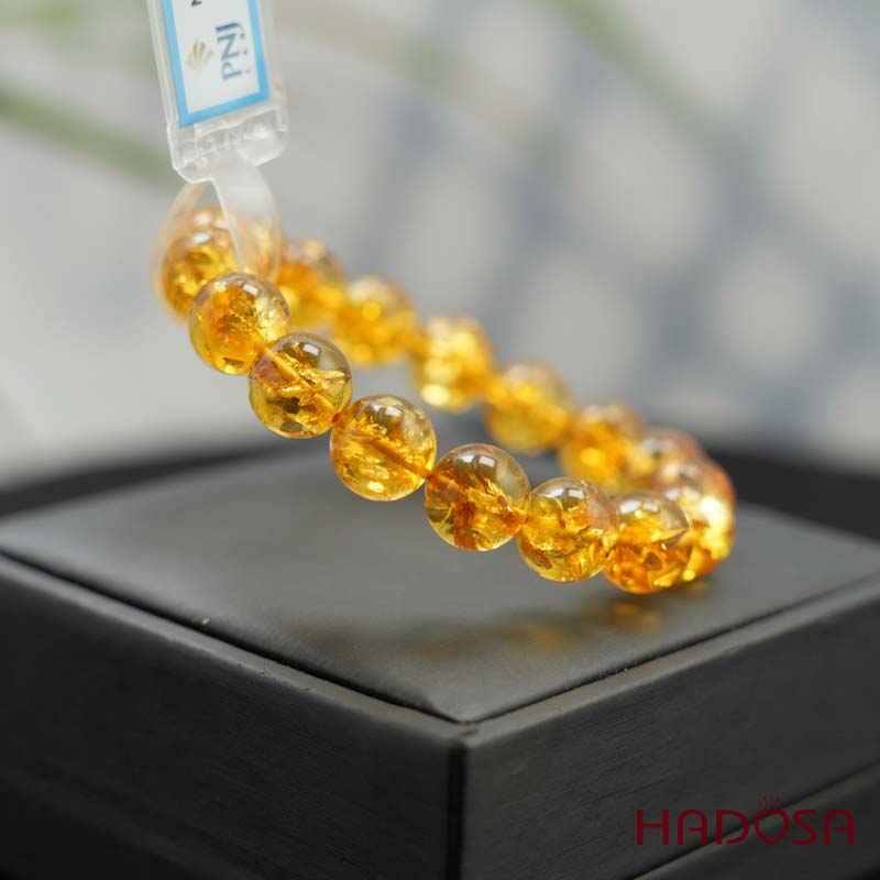 Vòng Hổ Phách Baltic vàng sáng 11mm