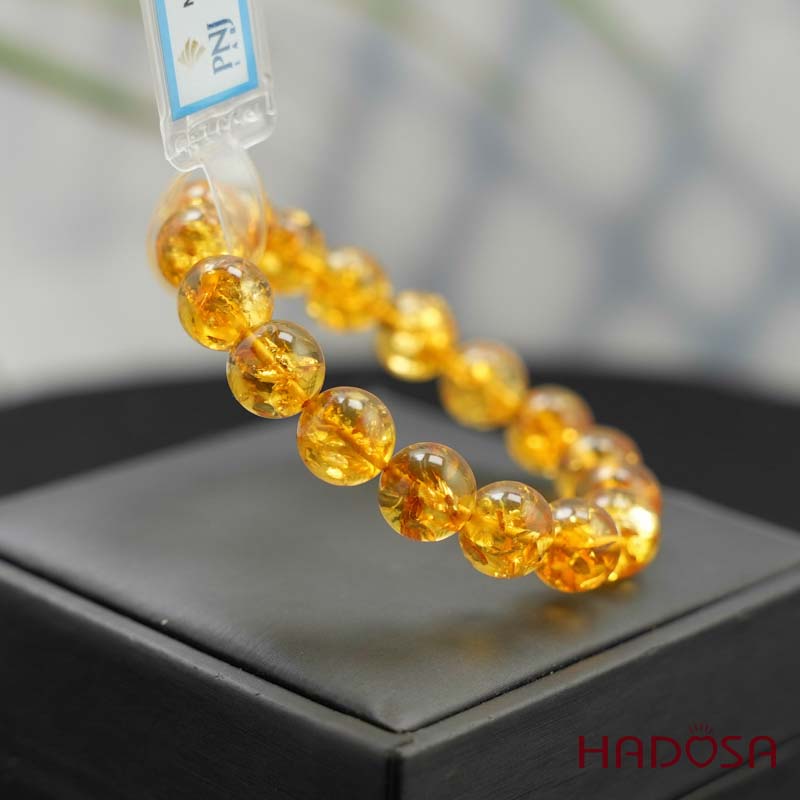 Vòng Hổ Phách Baltic vàng sáng 11mm