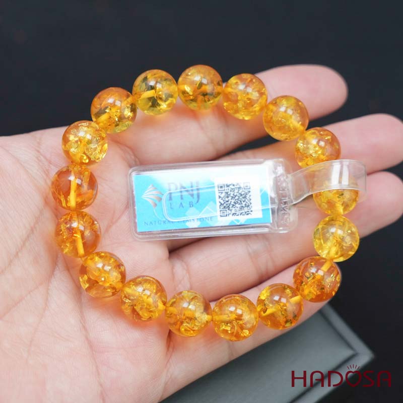 Vòng Hổ Phách Baltic vàng sáng 11mm