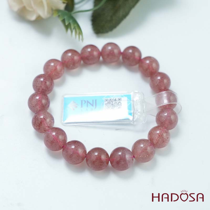 Vòng đá Thạch Anh Dâu Tây 11mm chuẩn 6A