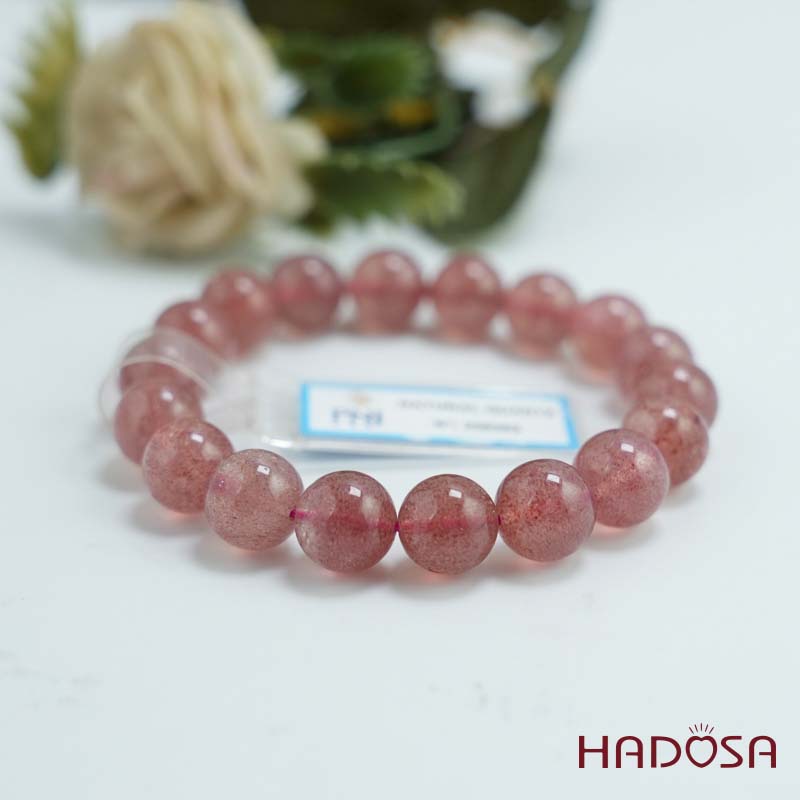 Vòng đá Thạch Anh Dâu Tây 11mm chuẩn 6A