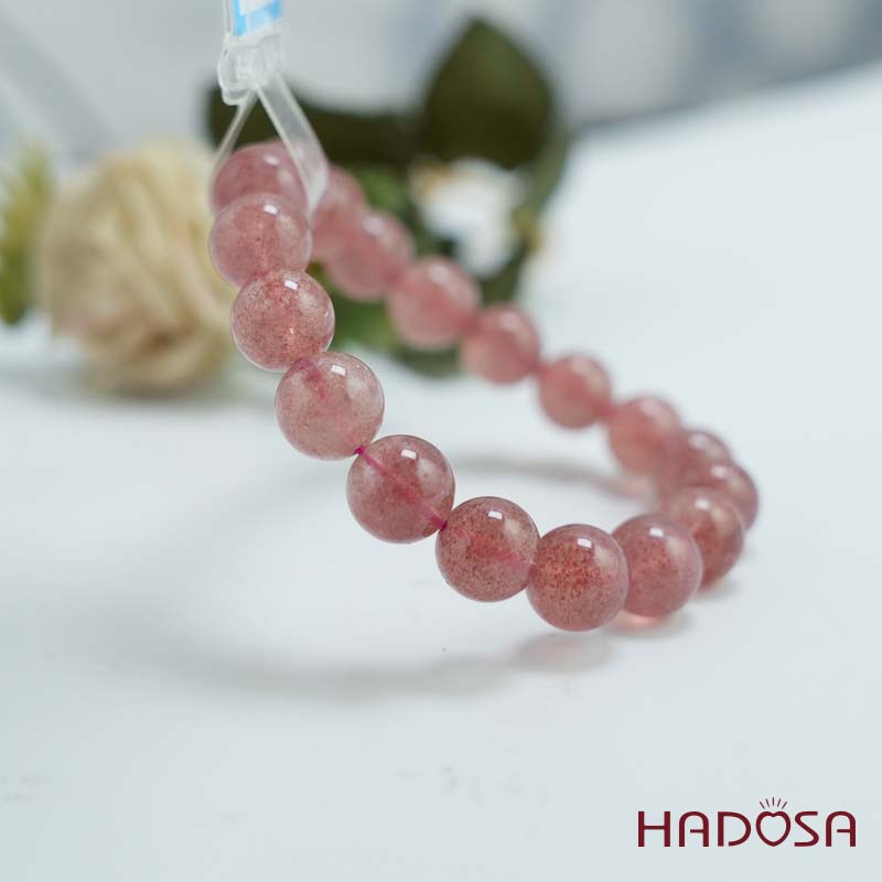 Vòng đá Thạch Anh Dâu Tây 11mm chuẩn 6A