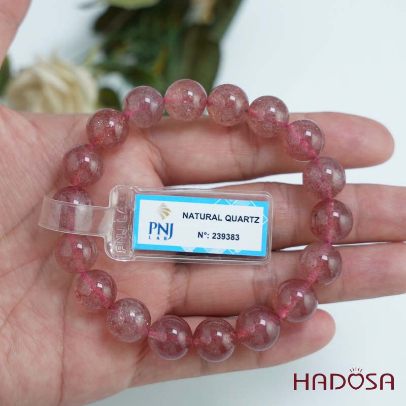 Vòng đá Thạch Anh Dâu Tây 11mm chuẩn 6A