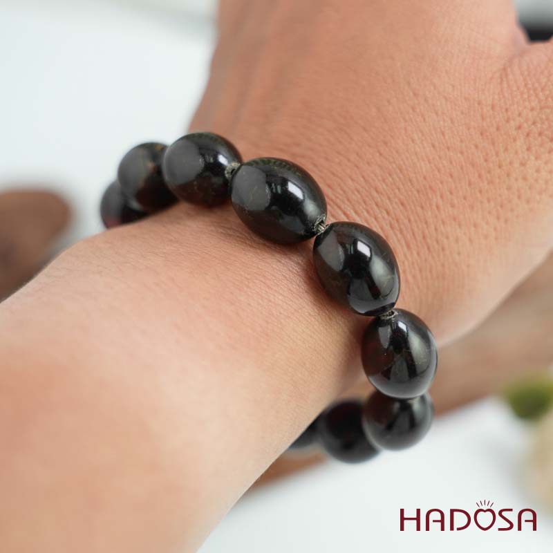 Vòng Hổ Phách Baltic Huyết đen 12.5*17mm