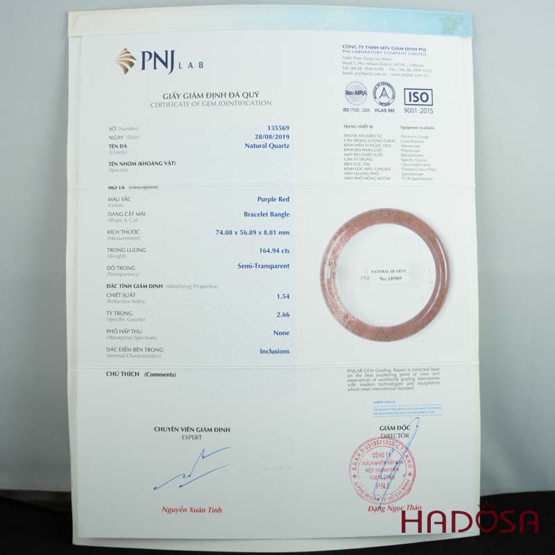 Kiềng Thạch anh Dâu Tây 56mm chuẩn 5A+