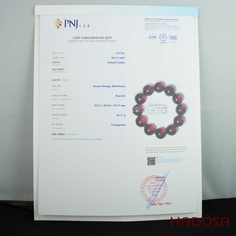 Vòng Hổ Phách Baltic huyết đỏ 20mm